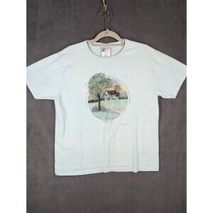 Hanes Her Way Women’s Large Blue Loving You Home T-Shirt VTG